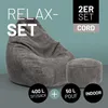 Lumaland Gaming-Sitzsack Cord Set 350l grau + Hocker 50l Produktbild-Vorschau 2