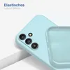 A close-up of a light blue phone case, showing the camera cutout and the interior lining. Produktbild-Vorschau