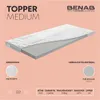 A mattress topper is shown with descriptive text and graphics. Produktbild-Vorschau