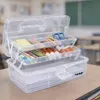 HMF Nähkasten aufklappbar mit 3 Ebenen, Sortierbox für Kleinteile in Transparent Produktbild-Vorschau