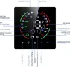 A close-up diagram of a smart thermostat display with labels pointing to various functions and indicators. Náhled obrázku produktu