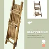 A folded wooden plant stand is shown on the left, and an unfolded plant stand is shown in a smaller inset on the right. Text and a graphic are present on the right side. Produktbild-Vorschau