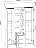 A technical drawing of a wardrobe with dimensions indicated. Anteprima dell’immagine prodotto