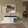 A hallway with a shoe cabinet and a rug. Produktbild-Vorschau