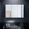 A modern bathroom cabinet with LED lighting and touch controls, displayed against a dark tiled wall. Náhled obrázku produktu