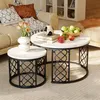 MODFU Couchtisch rund schwarz,2er set Sofatisch mit weiße Produktbild-Vorschau 1