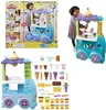 A collage of images showing a Play-Doh ice cream truck playset, including the packaging, the assembled toy with a child playing, and a separate image of the toy with all its accessories. Náhľad obrázku produktu