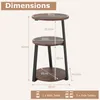 A diagram showing the dimensions of a three-tiered side table. Podgląd zdjęcia produktu