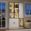 vitrine,Glasvitrine Glasschrank Vitrinenschrank mit LED Produktbild-Vorschau 9