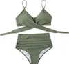 Bikini Damen Set Push Up Crossover Grün S Produktbild-Vorschau 4