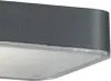 Close-up of the top edge of a dark gray outdoor LED light fixture with a clear plastic diffuser. Náhled obrázku produktu