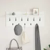 A white wall-mounted shelf with hooks, displaying a hat, a bag, and a scarf. Voir les images du produit