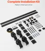 A collection of hardware components for a sliding door system laid out on a white background. Náhled obrázku produktu