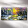 Wandbild Leinwand Bilder mit Uhr 60x30 Winter Landschaft Produktbild-Vorschau 2