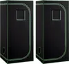 Two black grow tents with green trim are shown side-by-side against a white background. Náhľad obrázku produktu