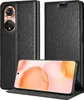 A black flip case for a smartphone is shown, with the phone inside displaying a colorful wallpaper. Náhled obrázku produktu