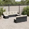 vidaXL 10-tlg. Garten-Sofagarnitur mit Kissen Schwarz Poly Produktbild-Vorschau 2