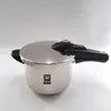 A stainless steel pressure cooker with a black handle and lid controls, set against a plain background. Podgląd zdjęcia produktu