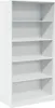 A white, five-shelf bookcase is shown from a front-side angle against a white background. Produktbild-Vorschau