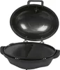 An open electric grill with a griddle and grill grate. Produktbild-Vorschau