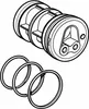 An illustration of a plumbing adapter and three O-rings. Produktbild-Vorschau