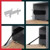 A collage of four images showing a cabinet hinge mechanism and its installation. Anteprima dell’immagine prodotto