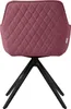 The back view of a pink upholstered dining chair with black metal legs. Produktbild-Vorschau