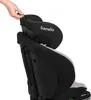 A close-up of a person's hand adjusting the headrest of a car seat. Produktbild-Vorschau