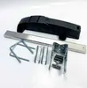 A collection of satellite dish mounting hardware and components laid out on a white background. Produktbild-Vorschau