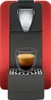 A red and black coffee machine with a glass of espresso on the drip tray. Voir les images du produit