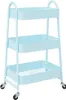 A light blue, three-tiered storage cart with wheels, shown against a white background. Podgląd zdjęcia produktu