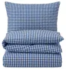 Seersucker Bettwäsche 135x200 Karo Blau Sommer Bettwäsche Produktbild-Vorschau 1