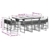 vidaXL 11-tlg. Garten-Essgruppe mit Kissen Grau Poly Rattan Produktbild-Vorschau 4