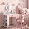 COSTWAY: Mesa de maquillaje infantil con espejo, tocador Vista previa de la imagen del producto 2