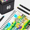 Alkoholmarker Marker Stifte Doppelseitig Set 60 Stück + Produktbild-Vorschau 3
