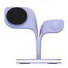 A purple wireless charging stand with two charging pads and a base with LED lights. Podgląd zdjęcia produktu