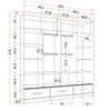A technical drawing of a wardrobe with dimensions indicated. Voir les images du produit