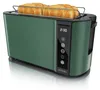 A green toaster with two slices of toast on a white reflective surface. Anteprima dell’immagine prodotto