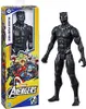 A Black Panther action figure is displayed next to its packaging, which features other Avengers characters. Produktbild-Vorschau
