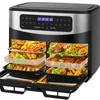 A dual-zone air fryer filled with various cooked foods. Produktbild-Vorschau