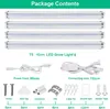 A flat lay image showing the contents of a package for LED grow lights, including the lights themselves and various accessories. Náhled obrázku produktu