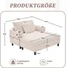 A diagram of a chaise lounge with dimensions and product information. Produktbild-Vorschau