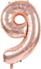 Ballon en plastique chiffre 9, env. 40 cm, rose doré, pour Voir les images du produit 1