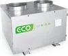 A silver heat pump unit with green branding and symbols, shown in a studio setting against a white background. Produktbild-Vorschau