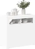A white sideboard with decorative items on top and inside. Voir les images du produit