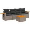 Design 5-tlg. Garten-Sofagarnitur mit Kissen Grau Poly Produktbild-Vorschau 2