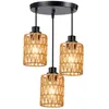 Lampada a sospensione in rattan in stile boho a 3 luci con Anteprima dell’immagine prodotto 10