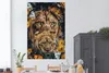 MuchoWow® Poster Löwen - Blumen - Schmetterling 120x180 cm Produktbild-Vorschau 2