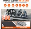 A wheelchair ramp with a wheelchair on it, with close-up insets showing the non-slip surface and aluminum alloy material. Produktbild-Vorschau