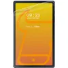 A tablet screen protector is shown on a tablet with a colorful background and text. Produktbild-Vorschau